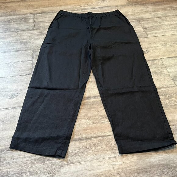 NWT! Quince 100% European Linen Pants, Black, 25" Inseam, Size Large - Picture 3 of 12